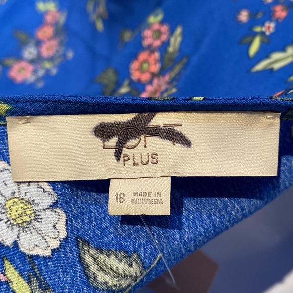 Loft Blue Floral Long Sleeve Blouse Top Plus Size 18 - Picture 8 of 10